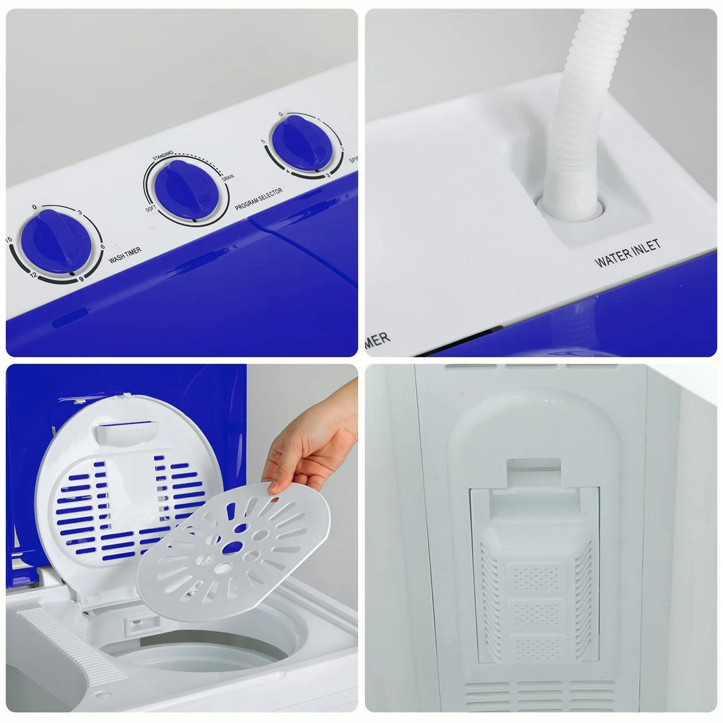 Portable Washing Machine 30lbs Twin Tub Laundry Machine Washer Spinner Combo