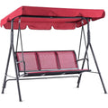 3-Person Outdoor Patio Swing Chair, Steel and Textile Seat Glider