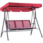 3-Person Outdoor Patio Swing Chair, Steel and Textile Seat Glider