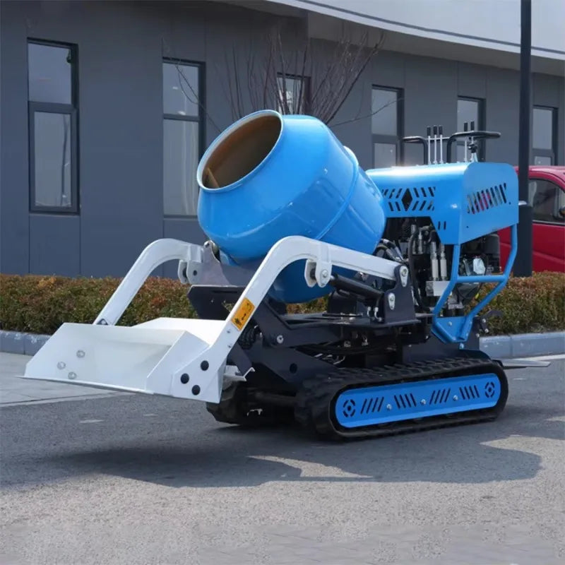 New Diesel Mini Portable Crawler Cement Mixer Machine with Tracks Gear 750L Small Dumper Truck Self-loading Concrete Mixer