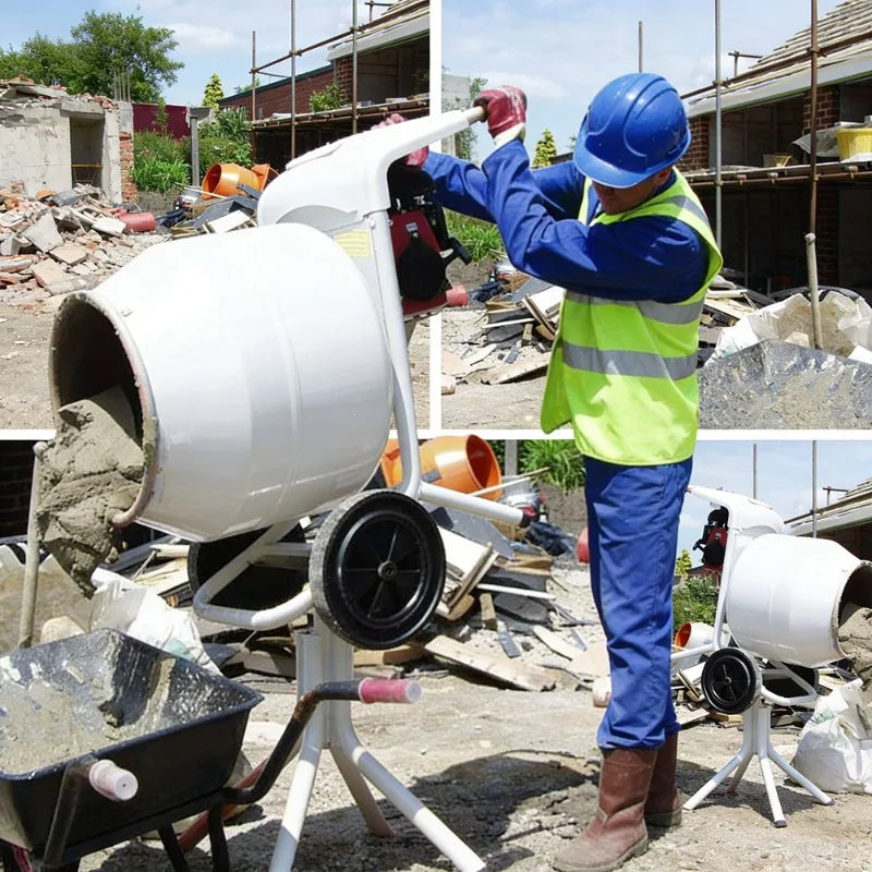 Electric Concrete Mixer Machine 140L For DIY Home Renovation And Small Construction Site Use With Reinforced Steel Frame