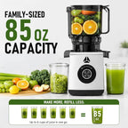 Slow Masticating Cold Press Juicer, 6.5-Inch Wide Chute for Whole Fruits and Vegetables, Easy to Clean and Clog-Resistant, Quiet