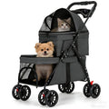 Double Pet Stroller for Small Cats and Dogs, Foldable Kittens Puppies Travel Strolling Cart with 2 Carriages, Lockable Wheels,