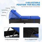 Outdoor Chaise Lounge Chairs Set of 2, 78" Pool Lounge Chairs with Adjustable Back, Foldable Side Table & Washable Cushions, Wicker Rattan Patio Loungers for Poolside Deck Beach Yard