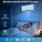 Mini Split AC & Heat Pump 9000 BTU 208/230V, 18.5 SEER2 WiFi, Compatible With Alexa Google Home, 28dB Quiet For 450 Sq.Ft