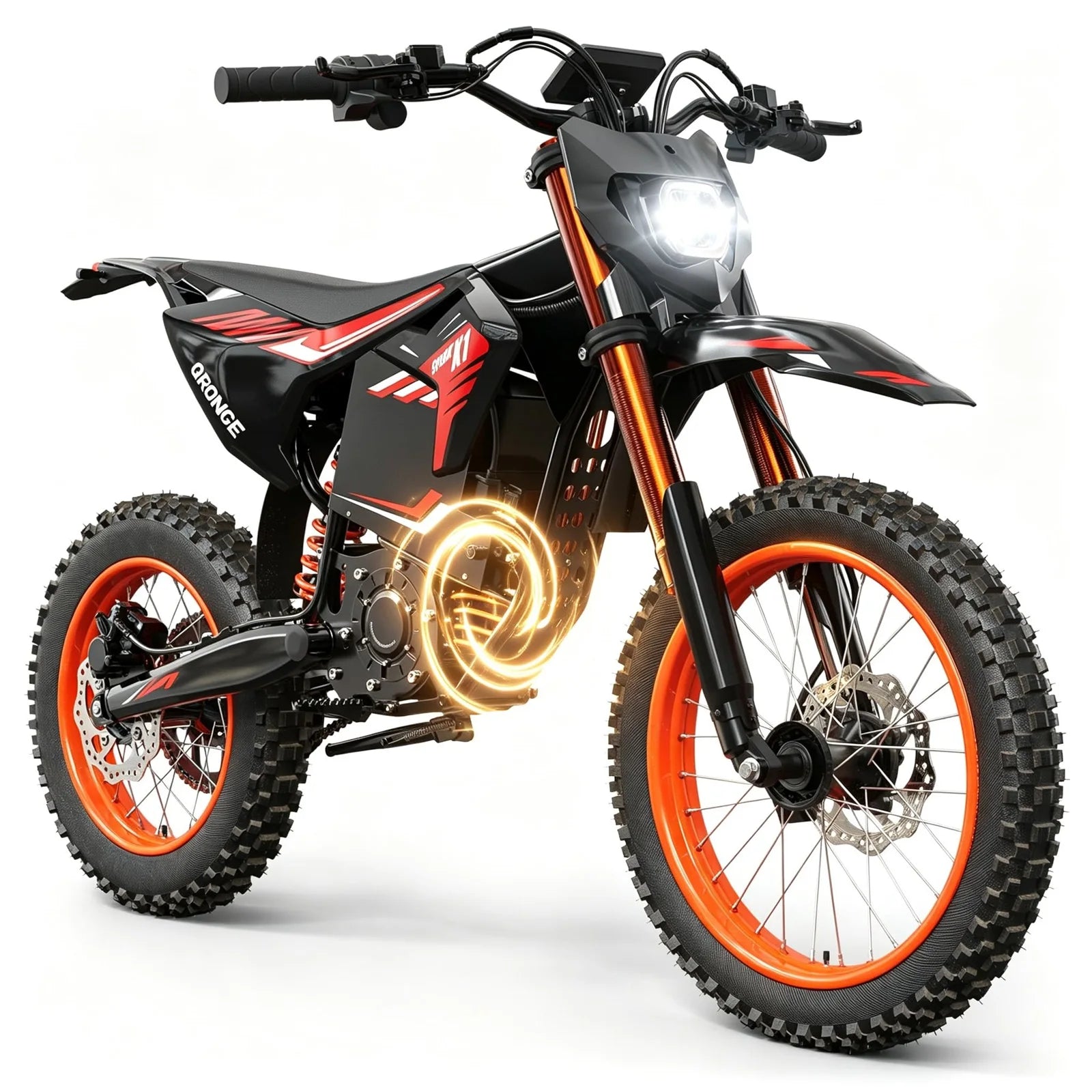 QRONGE X1 Spark L Electric Dirt Bike, 4500W Peak Electric Bicycle, 60V 28.8Ah Up to 50MPH & 60 Miles Electric Motorcycle, 17"/14" Off-Road Tire E-Dirt Bike for Adults Teens + 1 Year Warranty