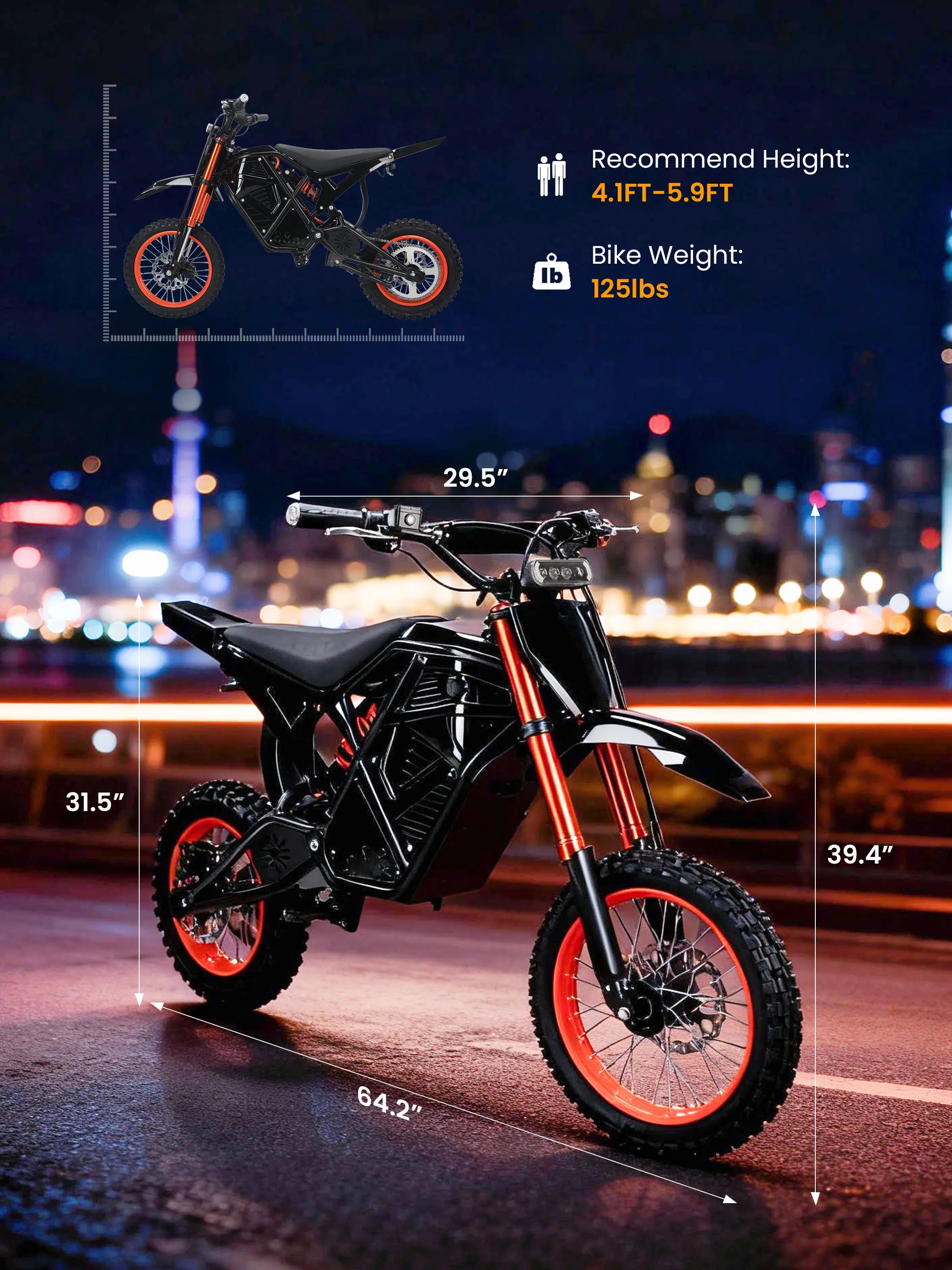 Qlife Vela E5 Electric Dirt Bike for Teens Adults, 3500W Peak Mid-Drive Motor, 37MPH Electric Motorcycle with 48V 23Ah Battery, Full Suspension