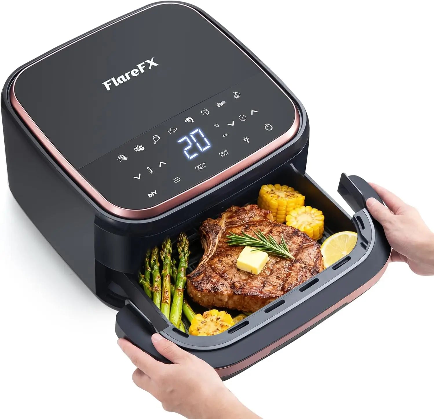 4.5QT Air Fryer Pizza Oven with 11 Presets, Air Fryers with Dual Heating & 360° Airflow | Viewing Window | Touch Display, No