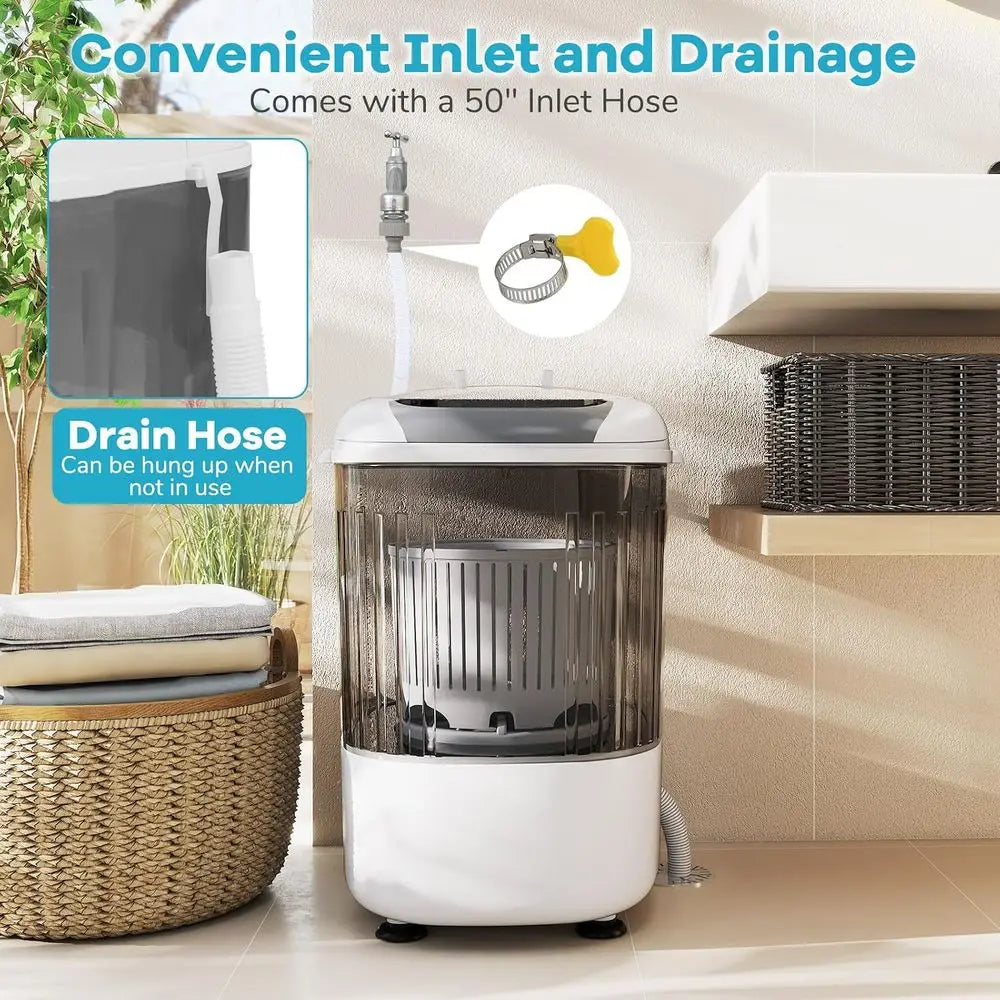 Portable Mini Washing hine, 5.5 lbs acity Small Compact Laundry Washer with Spin Tub & Drain Hose, Semi-automatic Washer hine or