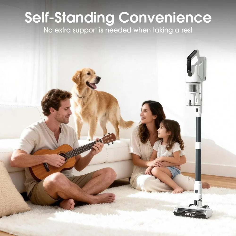 50KPA Cordless Vacuum, 70Mins Runtime, Self-Standing, Touchscreen, 6lbs, for Pet Hair & Carpet
