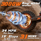 FREEBOY Y66 3000W Electric Dirt Bike for Adults Teens, 34MPH 48V 30Ah Lithium Battery Off-Road Electric Motorcycle, 12/10 Inch Fat Tire E-Bike Moped Scooter, 31-Mile Range 265LBS Load Hydraulic Disc Brake, Beach Snow Mountain