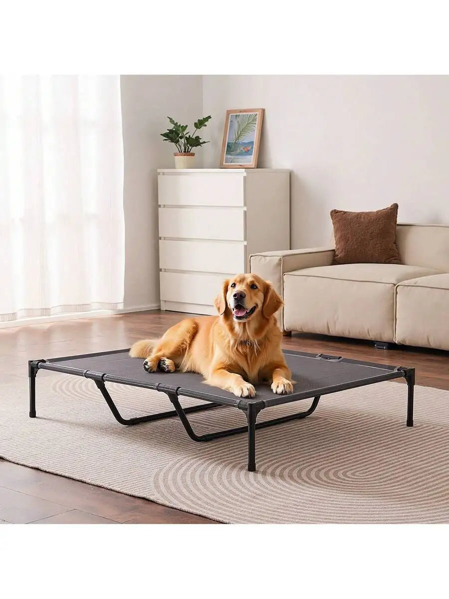 Elevated Dog Bed For Large Dogs, Portable Raised Dog Cot With Steel Metal Frame And Breathable Teslin Mesh, Indoor & Outdoor