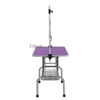 36" Folding Dog Pet Grooming Table Stainless Steel Frame Rubber Mat on Board with Adjustable Arm and Clamps pet dog Cat Grooming Table (PURPLE COLOR)