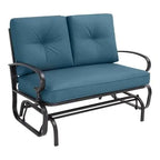 Outdoor Patio Glider Chair, Rocking Glider Bench for 2 Person, Porch Furniture Loveseat Seating, Wrought Iron Patio