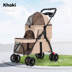 Double Pet Stroller for Small Cats and Dogs, Foldable Kittens Puppies Travel Strolling Cart with 2 Carriages, Lockable Wheels,