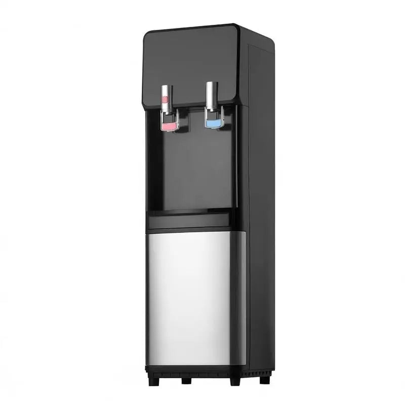 Top Loading Water Cooler Dispenser, Hot and Cold Water Dispenser for 3 or 5 Gallons Bottles, Sturdy Stainless Steel and Child Security Lock, Ideal for Homes, Kitchens, Offices, Dorms, Black