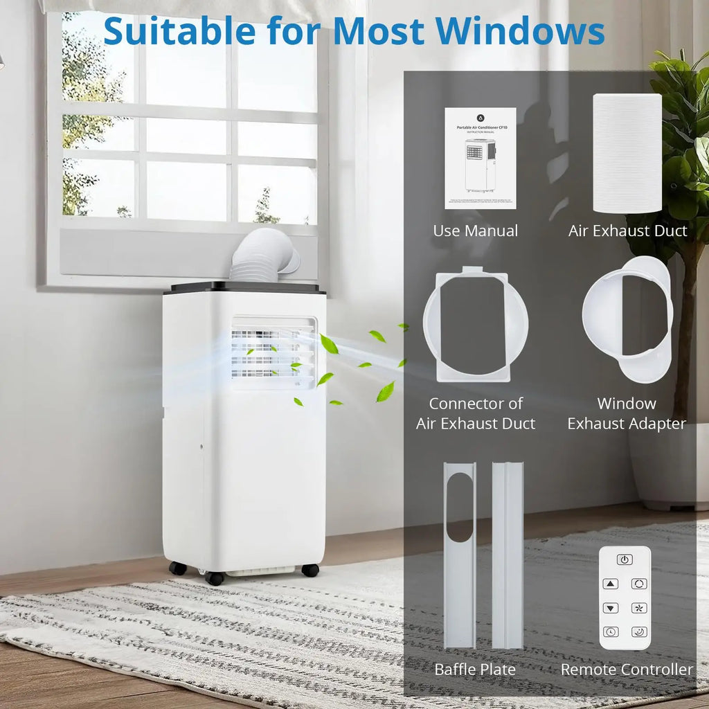 Portable Air Conditioners with Remote Control, 10000 BTU Portable AC Unit Built-in Cool, Dry, Fan Modes, for Room, Dorm, Office,24H Timer Function, Cools Room up to 450 Sq. ft, White