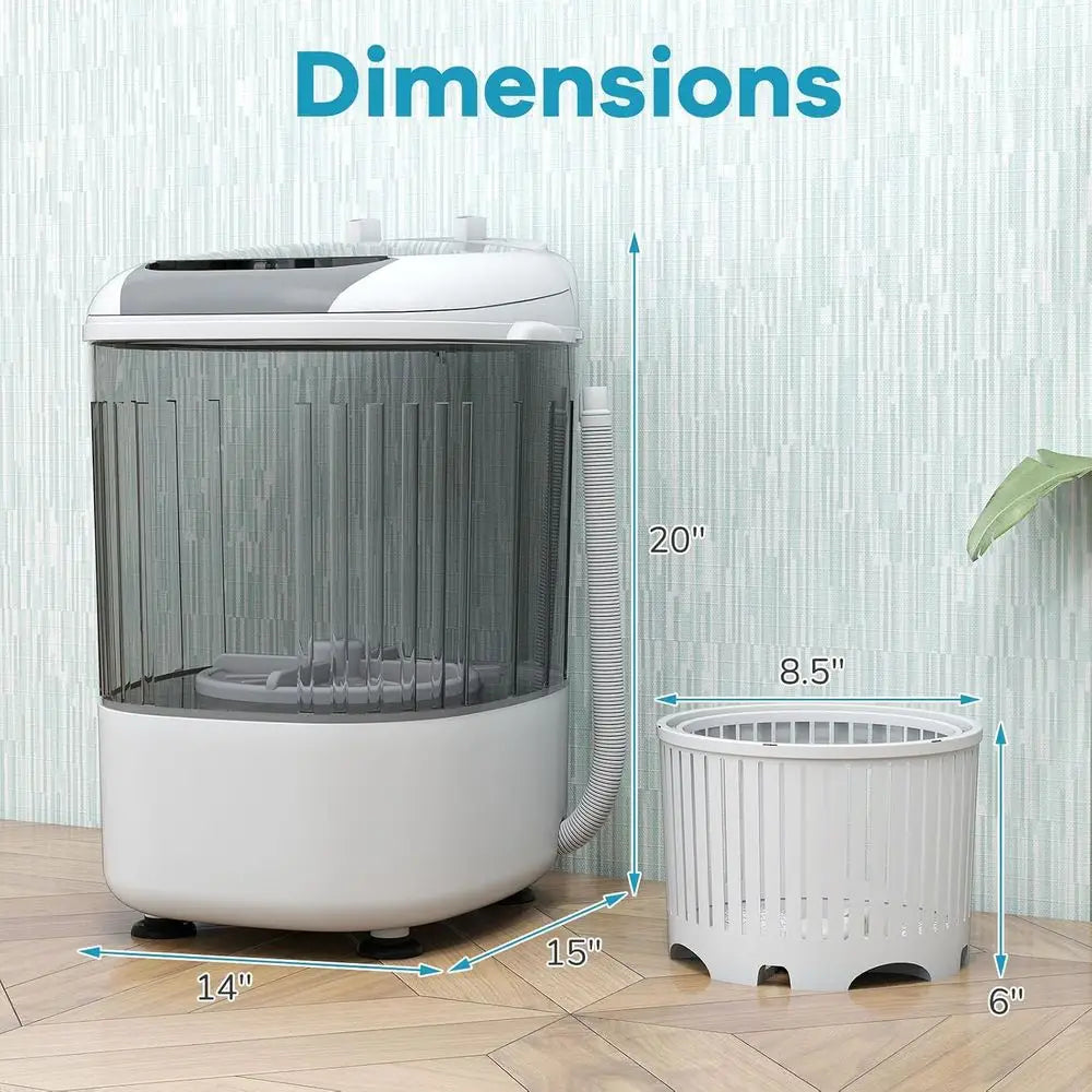 Portable Mini Washing hine, 5.5 lbs acity Small Compact Laundry Washer with Spin Tub & Drain Hose, Semi-automatic Washer hine or