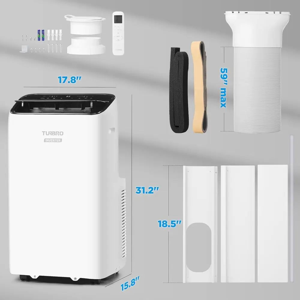 Portable 14,000 BTU Air Conditioner: High Efficiency, Quiet, Cools 600 Sq. Ft., Remote, WiFi, & Alexa Compatible